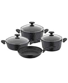 KUMTEL NT7 PC BLACK გრანიტის ქვაბებისა და ტაფის ნაკრები