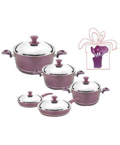 NATUREL NT10PC SET1 VIOLET გრანიტის ქვაბებისა და ტაფების ნაკრები
