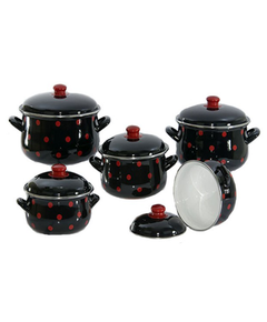 Savasan-ის ემალის ქვაბების ნაკრები Black