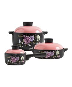 (AL)Berllong-ის ნატურალური ქვის ქვაბების ნაკრები 3IN1 pink