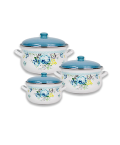 SAVASAN-ის ემალის ქვაბების ნაკრები SV-3-Blue