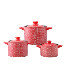 ნატურალური ქვის ქვაბების ნაკრები 3in1 Red