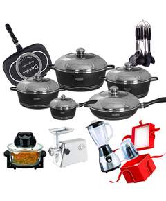 Dessini-ს ტეფლონის ქვაბების ნაკრები 23pcs Black