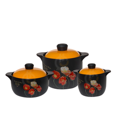 berllong-ის ნატურალური ქვის ქვაბების ნაკრები 3in1 Yellow