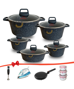 Bosch-ის გრანიტის ქვაბების ნაკრები 5IN1 Grey