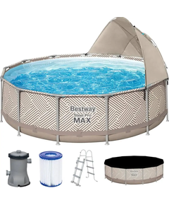 Bestway 561FY მრგვალი კარკასული აუზი 3.96m x 107m, 11133ლ ფილტრით და კიბით