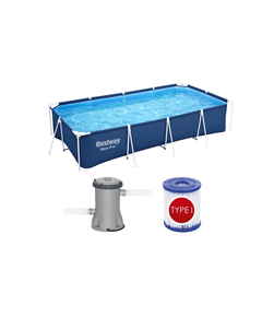 Bestway 56424 მართკუთხედი კარკასული აუზი 4.00m x 2.11m x 81cm 5700ლ ფილტრით