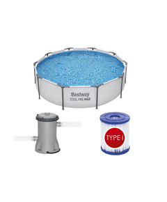 Bestway 56408 მრგვალი კარკასული აუზი 3.05m x 76cm 4678ლ ფილტრით