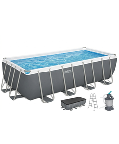 Bestway 56671 მართკუთხედი კარკასული აუზი 4.88m x 2.44m x 1.22m 11532ლ (ქვიშის ფილტრით,ტენტი,კიბე)