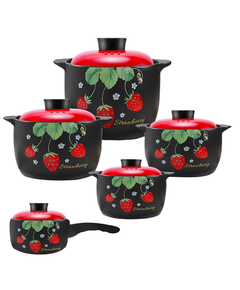 (FK-Q)Berllong-ის ნატურალური ქვის ქვაბების ნაკრები 5in1 red