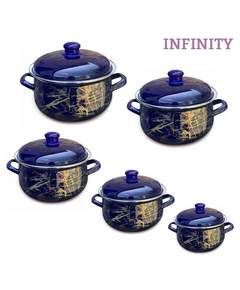 Infinity 5PCS Lightning Blue ემალის ქვაბების ნაკრები