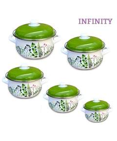Infinity 5PCS Green ემალის ქვაბების ნაკრები