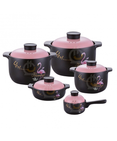 Berllong ნატურალური ქვის ქვაბების ნაკრები 5IN1 Flamingo