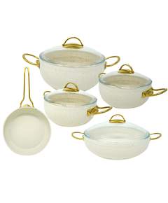 Evident White 5IN1გრანიტის ქვაბების ნაკრებ