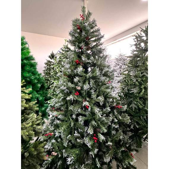 ნაძვის ხე Dz2310 დათოვლილი გირჩებით 210 სმ