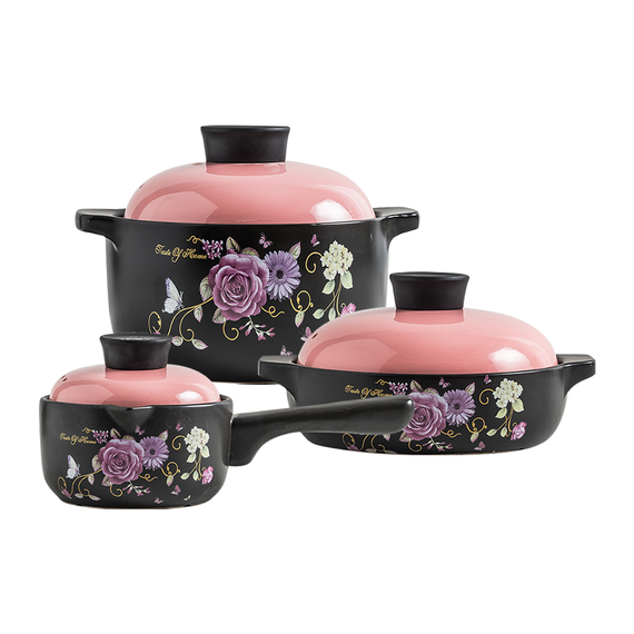 (AL)Berllong-ის ნატურალური ქვის ქვაბების ნაკრები 3IN1 pink