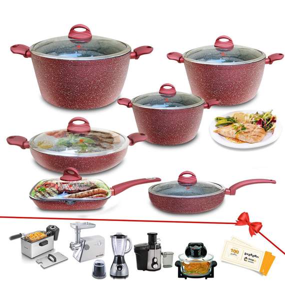 Berllong-ის ბიო-გრანიტის ქვაბების ნაკრები 6in1 Lava Stone