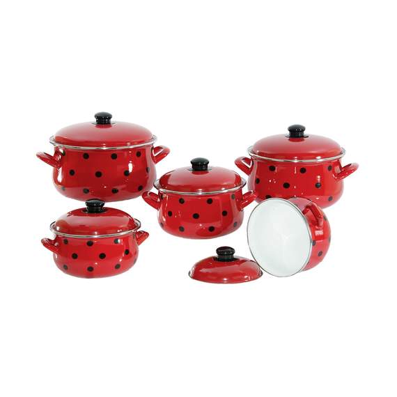 Savasan-ის ემალის ქვაბების ნაკრები Red