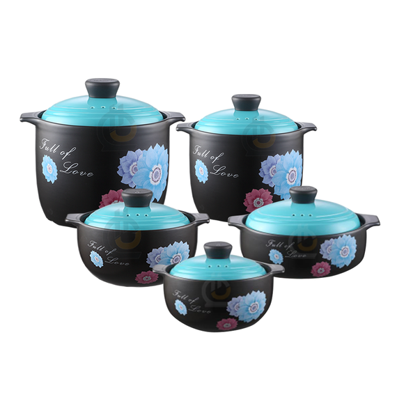 (FK1)Berllong-ის ნატურალური ქვის ქვაბების ნაკრები 5in1 Blue