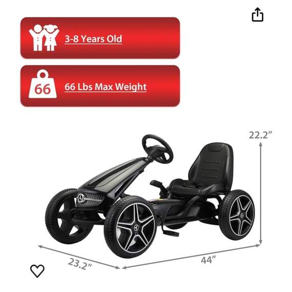 ბავშვთა პედლებიანი რკინის კარტინგი N123B, ფერი: შავი, 3 image