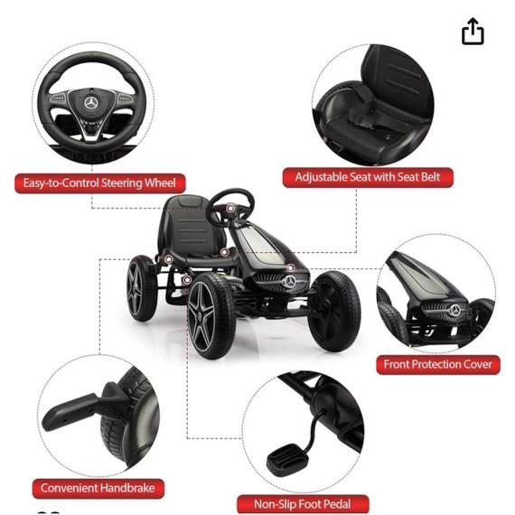 ბავშვთა პედლებიანი რკინის კარტინგი N123B, ფერი: შავი, 7 image