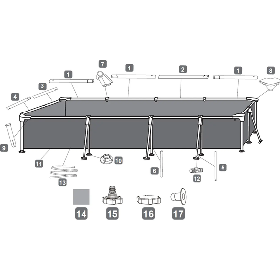 Bestway 56424 მართკუთხედი კარკასული აუზი 4.00m x 2.11m x 81cm 5700ლ ფილტრით, 5 image