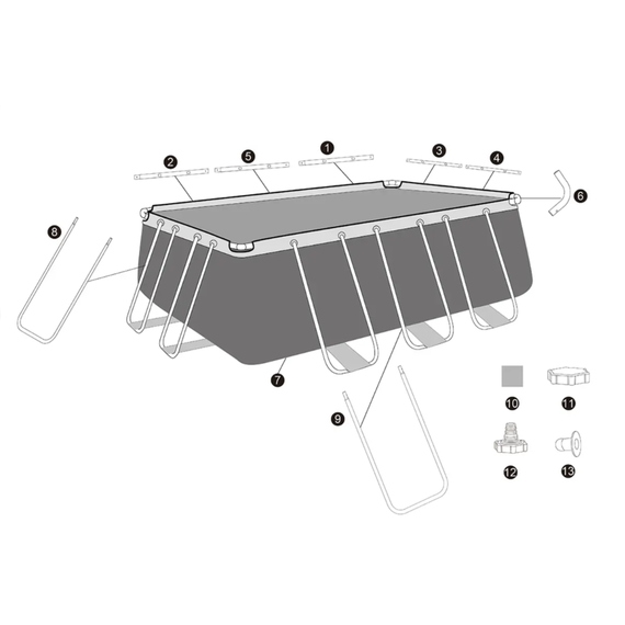 Bestway 56457 მართკუთხედი კარკასული აუზი 4.12m x 2.01m x 1.22m, 8124ლ ქვიშის ფილტრით და კიბით, 6 image