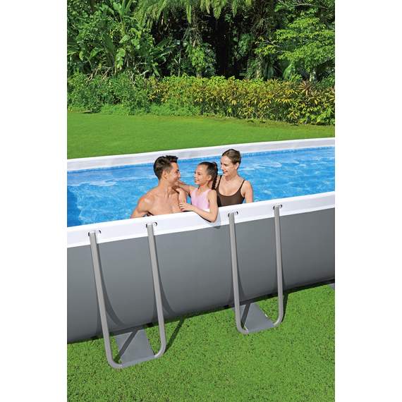 Bestway 56671 მართკუთხედი კარკასული აუზი 4.88m x 2.44m x 1.22m 11532ლ (ქვიშის ფილტრით,ტენტი,კიბე), 11 image