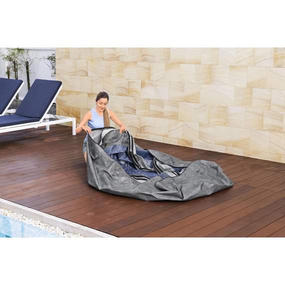 Bestway 6001V Lay-Z-Spa “Carrara” 1.70მ×65 სმ მრგვალი გასაბერი ჯაკუზი გათბობით (6 ადგილი), ნაცრისფერი ქვის დიზაინი, 8 image