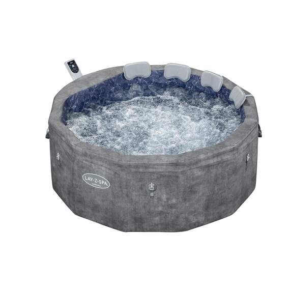 Bestway 6001V Lay-Z-Spa “Carrara” 1.70მ×65 სმ მრგვალი გასაბერი ჯაკუზი გათბობით (6 ადგილი), ნაცრისფერი ქვის დიზაინი