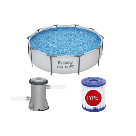 Bestway 56408 მრგვალი კარკასული აუზი 3.05m x 76cm 4678ლ ფილტრით