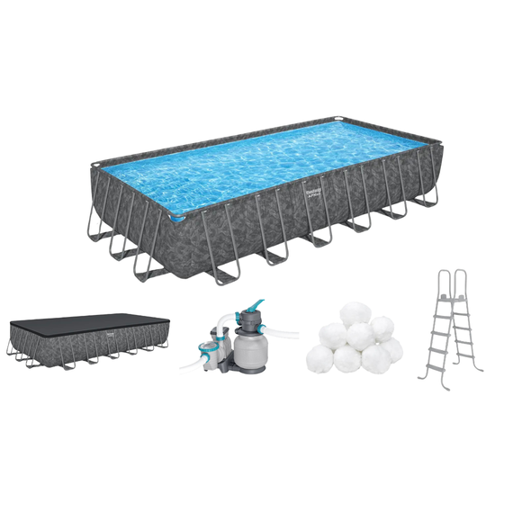 Bestway 561KA მართკუთხედი კარკასული აუზი 5.49m x 2.74m x 1.32m 16477ლ ქვიშის ფილტრით და კიბით