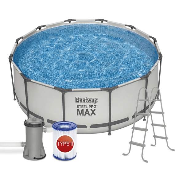 Bestway 56418 მრგვალი კარკასული აუზი 3.66m x 1.00m 9150ლ ფილტრით და კიბით