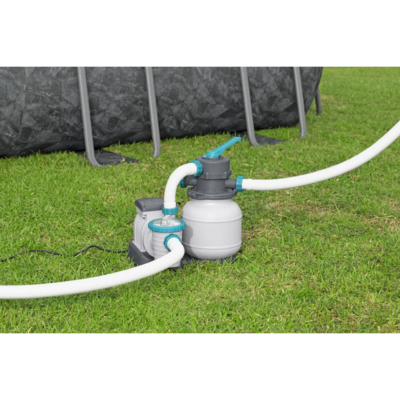 Bestway 561KG მართკუთხედი კარკასული აუზი 7.32m x 3.66m x 1.32m 31805ლ ქვიშის ფილტრით და კიბით, 11 image