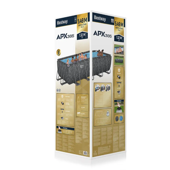 Bestway 561KG მართკუთხედი კარკასული აუზი 7.32m x 3.66m x 1.32m 31805ლ ქვიშის ფილტრით და კიბით, 10 image