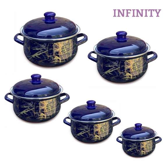 Infinity 5PCS Lightning Blue ემალის ქვაბების ნაკრები