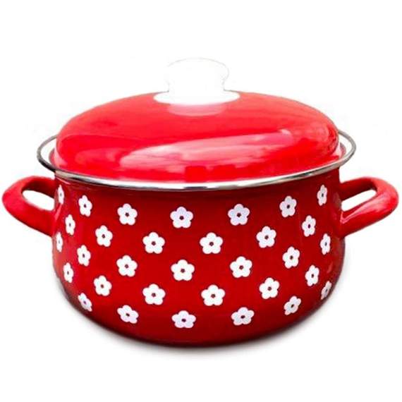 Infinity 5PCS Flowers Red&White ემალის ქვაბების ნაკრები, 2 image