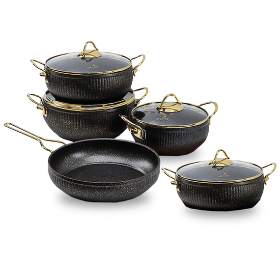 Evita Black 5IN1 გრანიტის ქვაბების ნაკრები