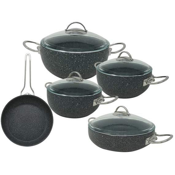 Evident Grey 5IN1გრანიტის ქვაბების ნაკრები