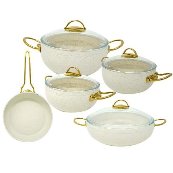 Evident White 5IN1გრანიტის ქვაბების ნაკრებ